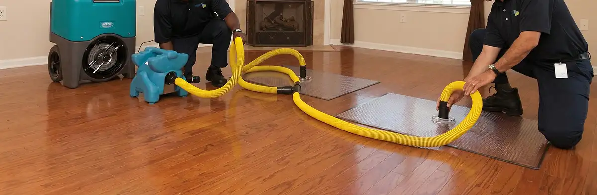 emergency water removal technicians extracting standing water from a home using professional equipment in San Diego, CA