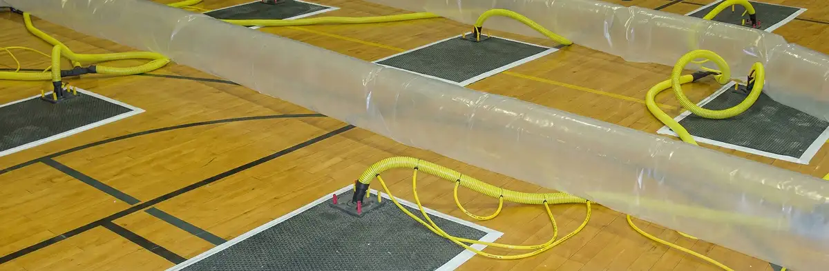 water clean up drying system set up to remove moisture and prevent further damage in San Diego, CA